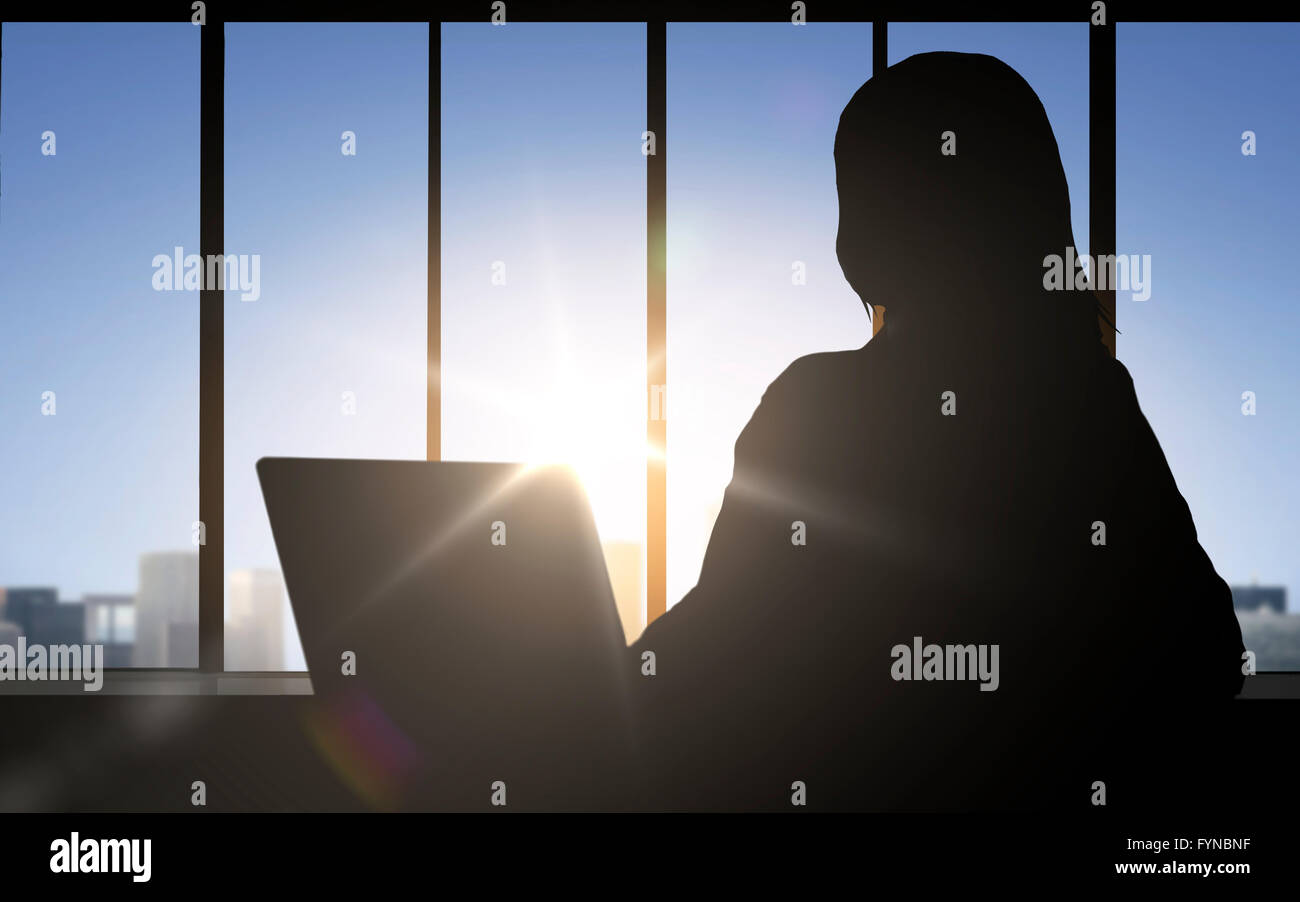 Silhouette Of Businesswoman Writing With A Giant Pencil High-Res Stock  Photo - Getty Images