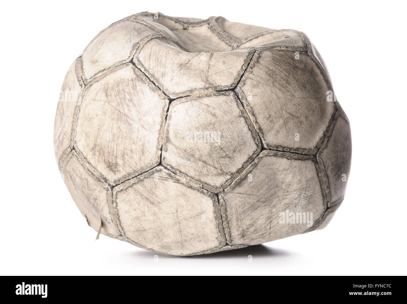 old deflated soccer ball isolated on white Stock Photo Alamy