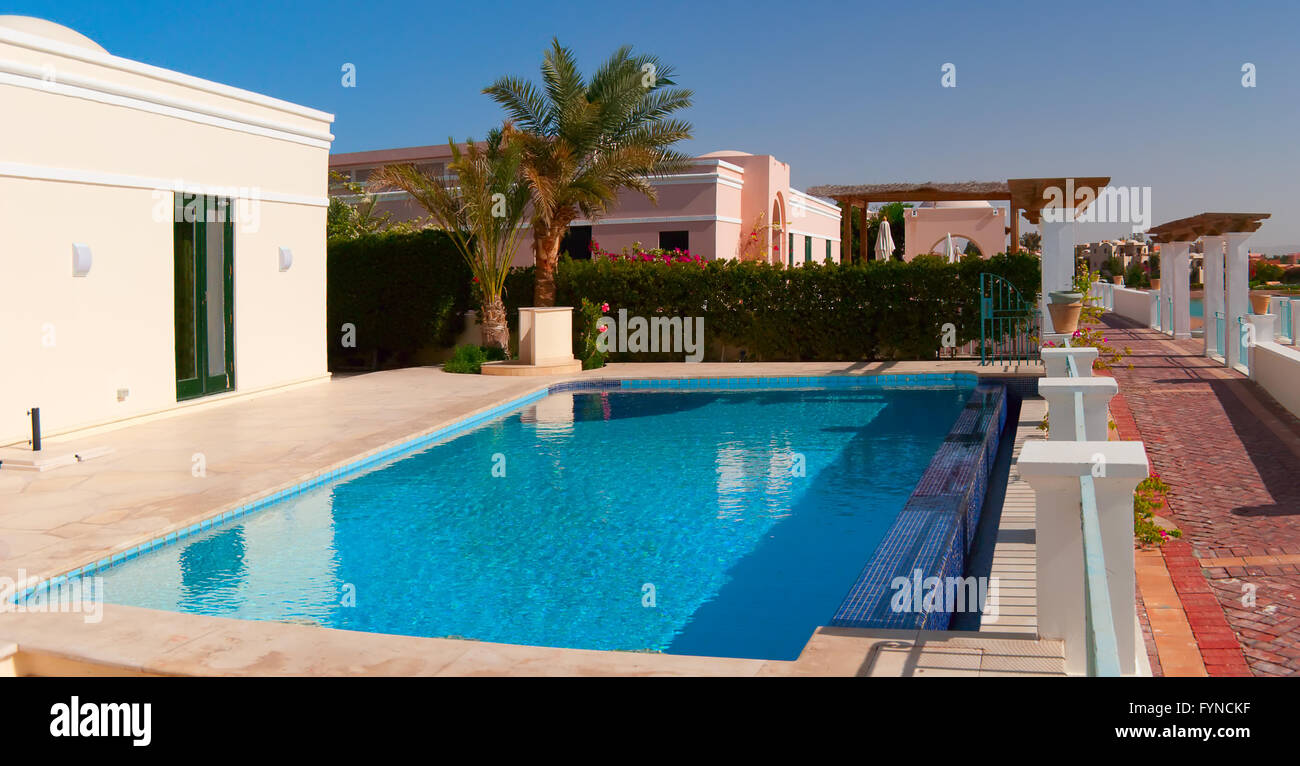 swimming pool near the house in el-gouna, egypt Stock Photo