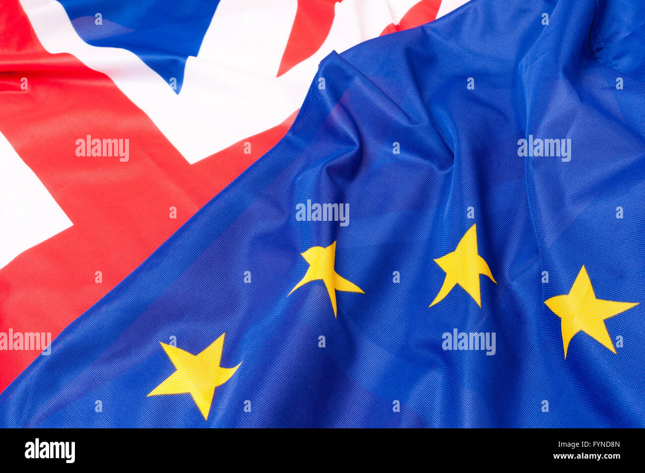 Closeup of Flags of Great Britain and European Union Stock Photo