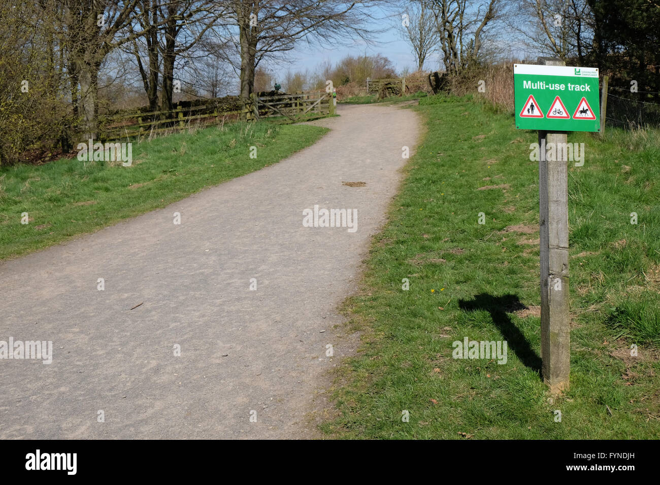 sign saying that path is multi use at beacon hill leicestershire Stock Photo