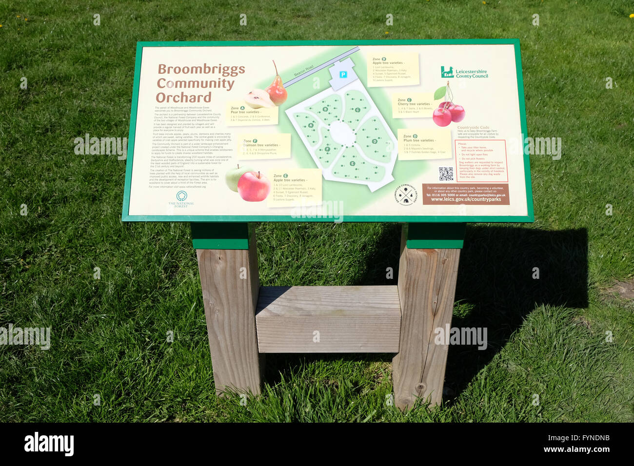 broombriggs community orchard information board Stock Photo Alamy