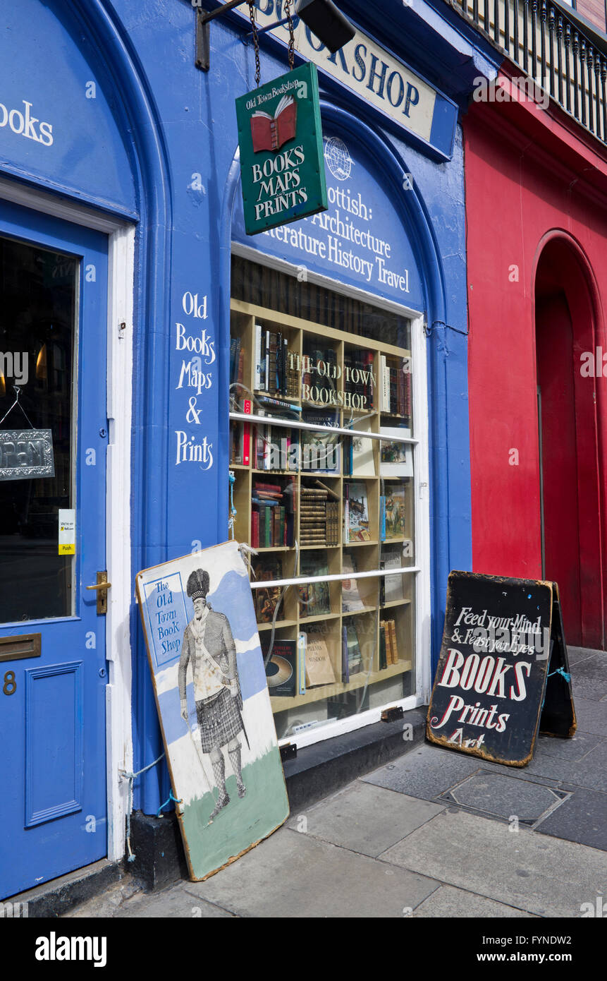 The Old Town Bookshop on Victoria Street, Edinburgh Old Town, Scotland UK Stock Photo