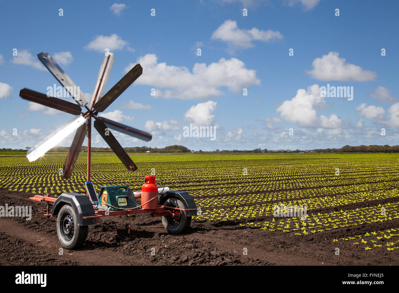 Scatterbird gas bird scarer on fields seeded using satellite navigation
