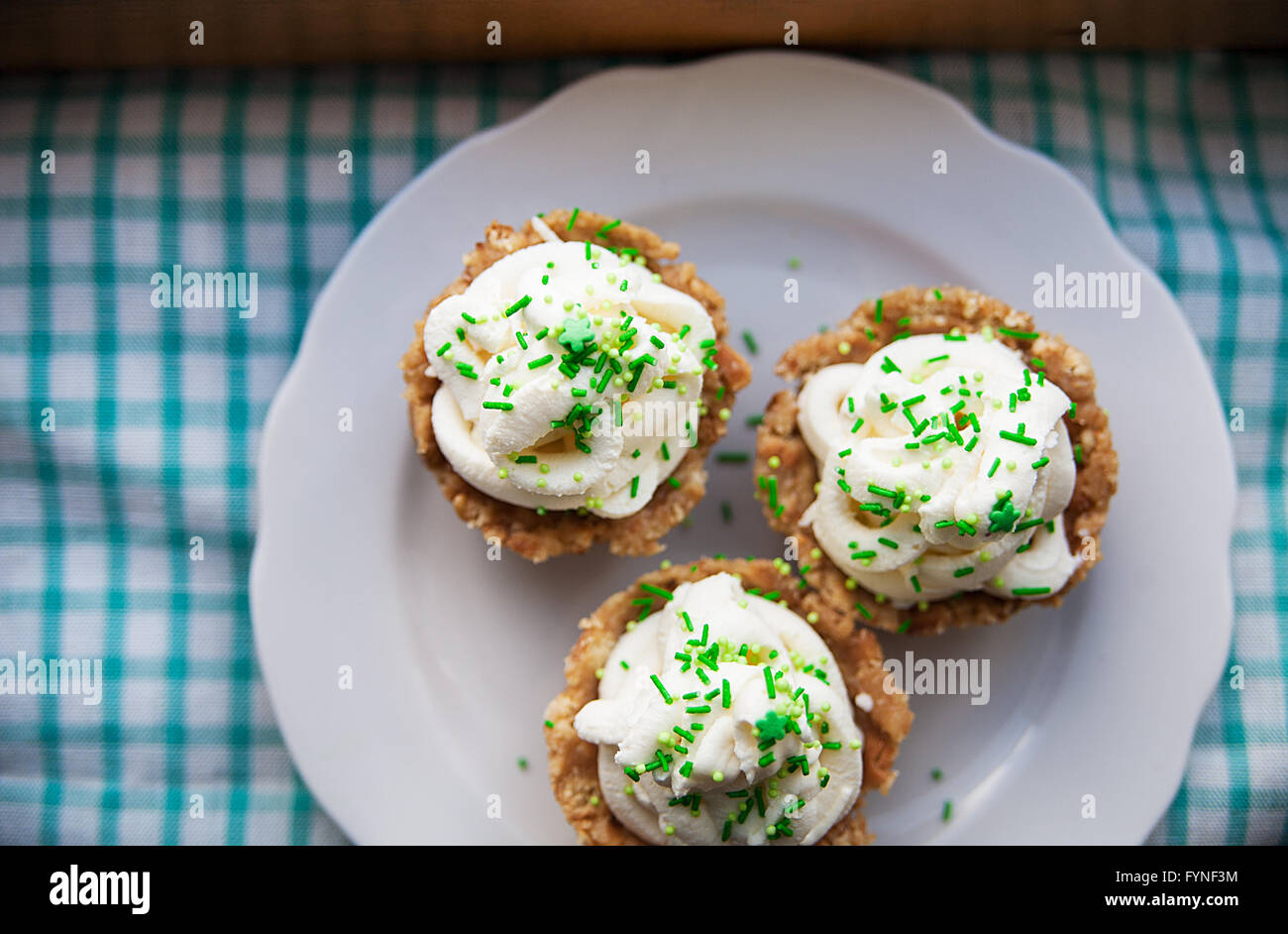 cupcakes. three desserts lie on a plate Stock Photo