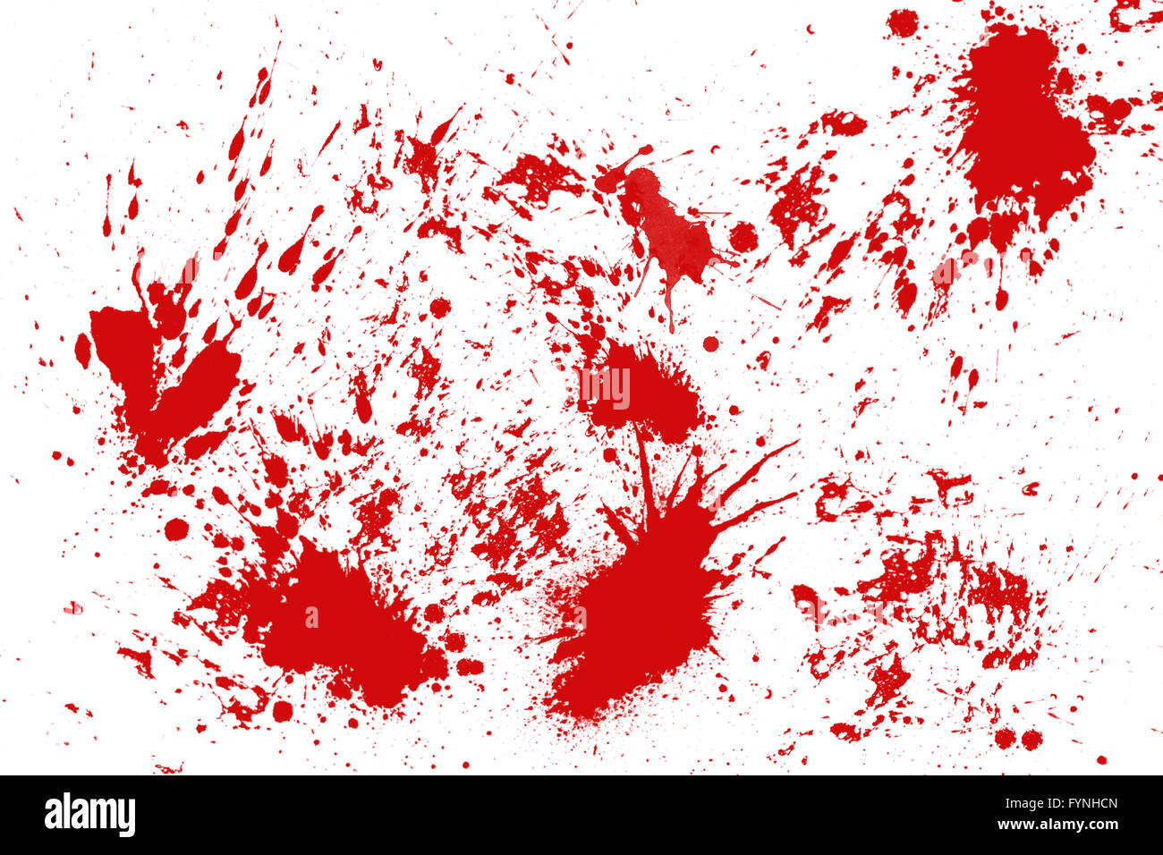 Blood splatter in front of a white background Stock Photo