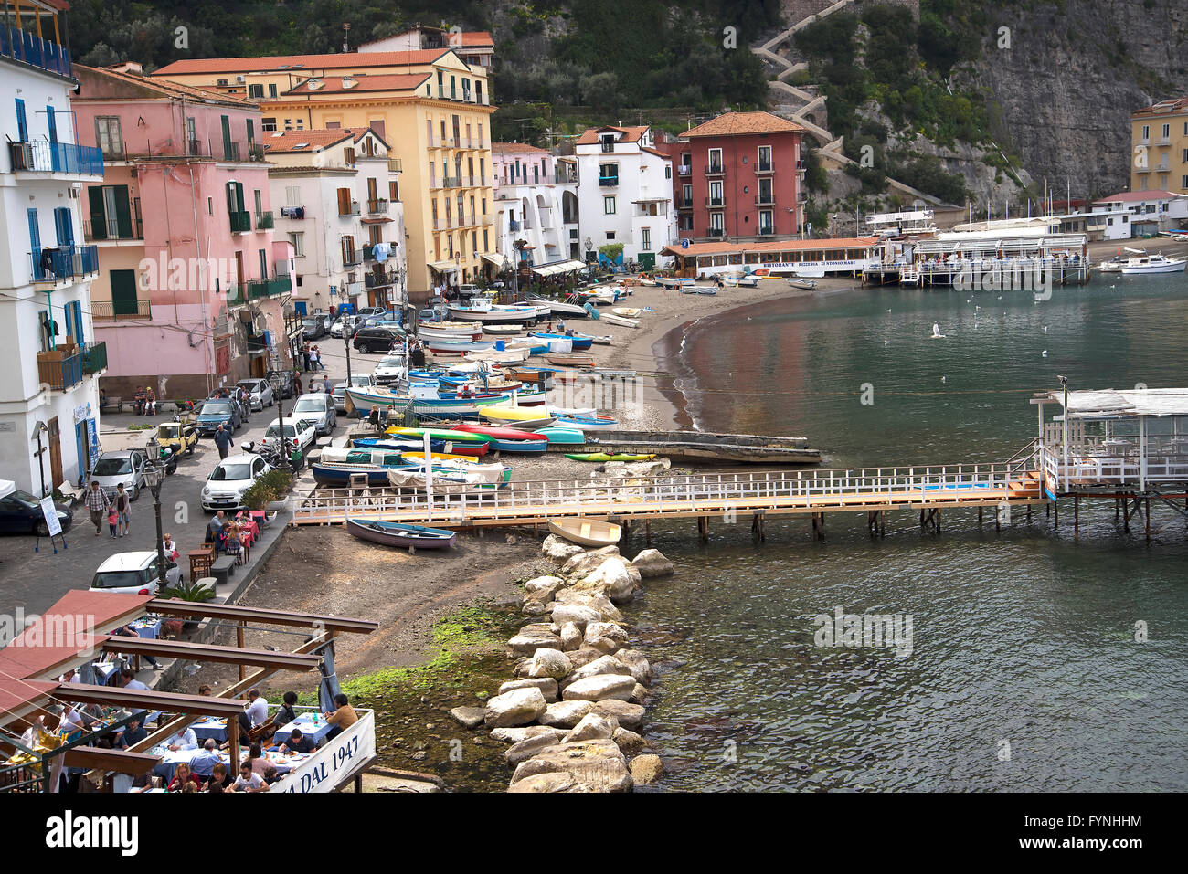 The old town of Sorrento going down into the original fishing harbour of Marina Grande in