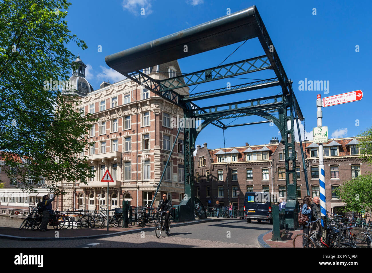 Draw Bridge, NH Doelen Hotel, Amsterdam, Netherlands Stock Photo