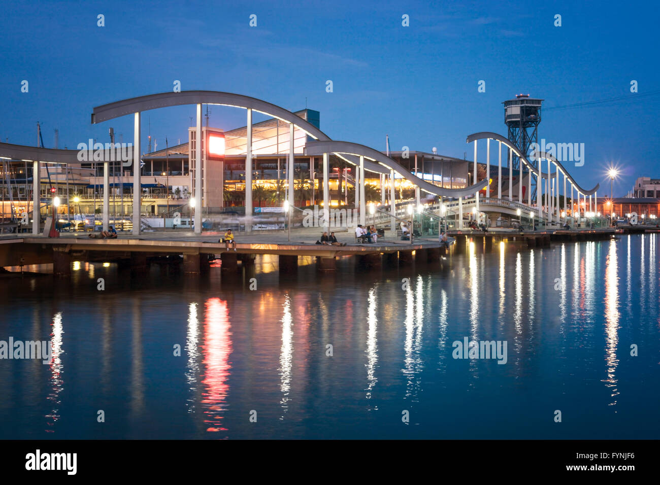 Rambla de Mar, Port Vell, Maremagnum, Barcelona, Spain Stock Photo