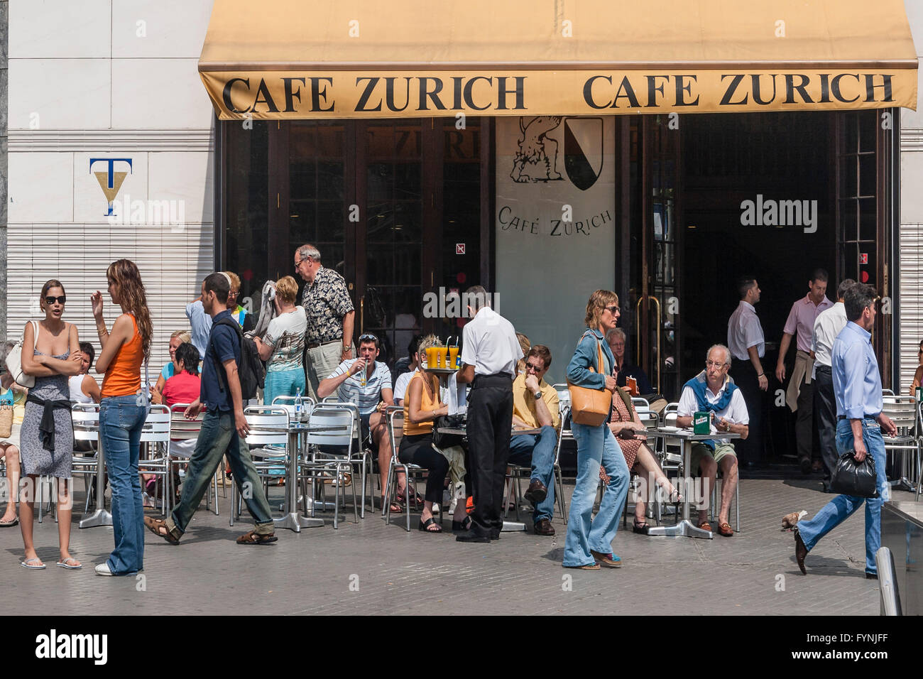 Cafe Zurich, steet cafe, Palza de Catalunya, Barcelona Stock Photo