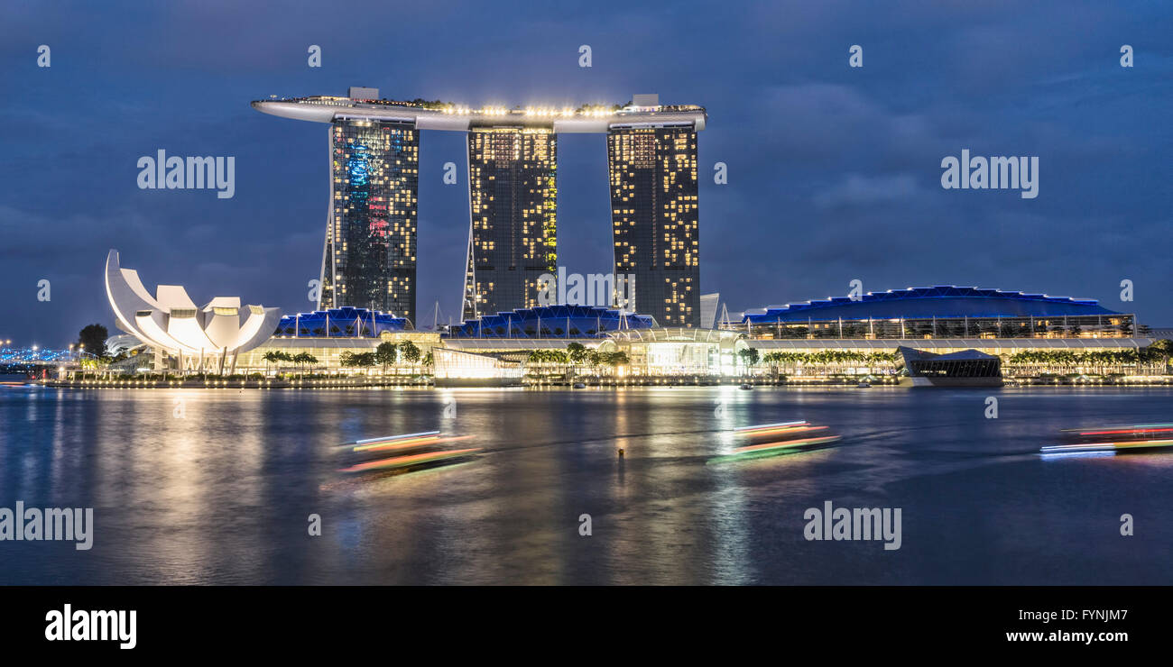 Marina Bay, Merlion, Marina Bay Sands Hotel, Singapore, Singapur, Southeast Asia, Stock Photo