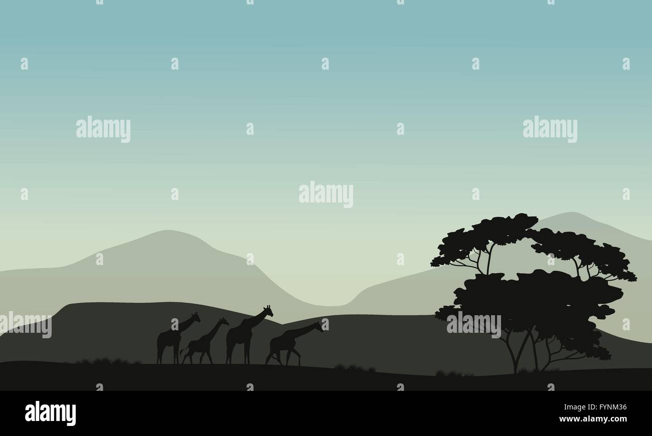 Silhouette of tree and giraffe Stock Vector Image & Art - Alamy