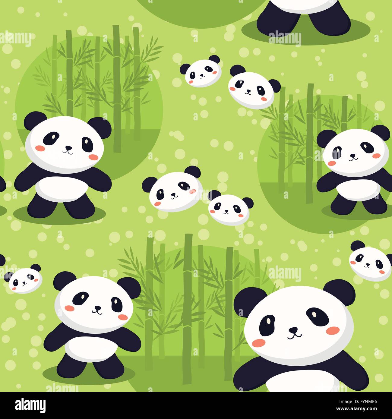 Panda Seamless Pattern Green Stock Vector