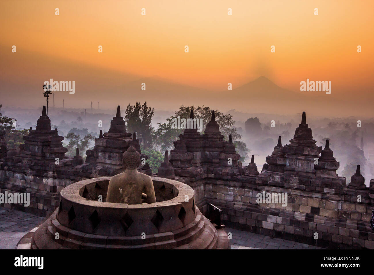Borobudur Temple at twilight time, Yogyakarta, Java, Indonesia. Stock Photo