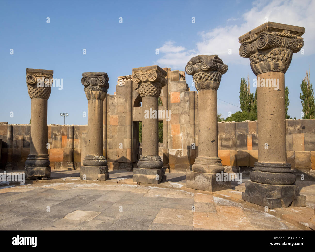 The ruins of Zvartnots Cathedral, Echmiadzin, Armenia Stock Photo