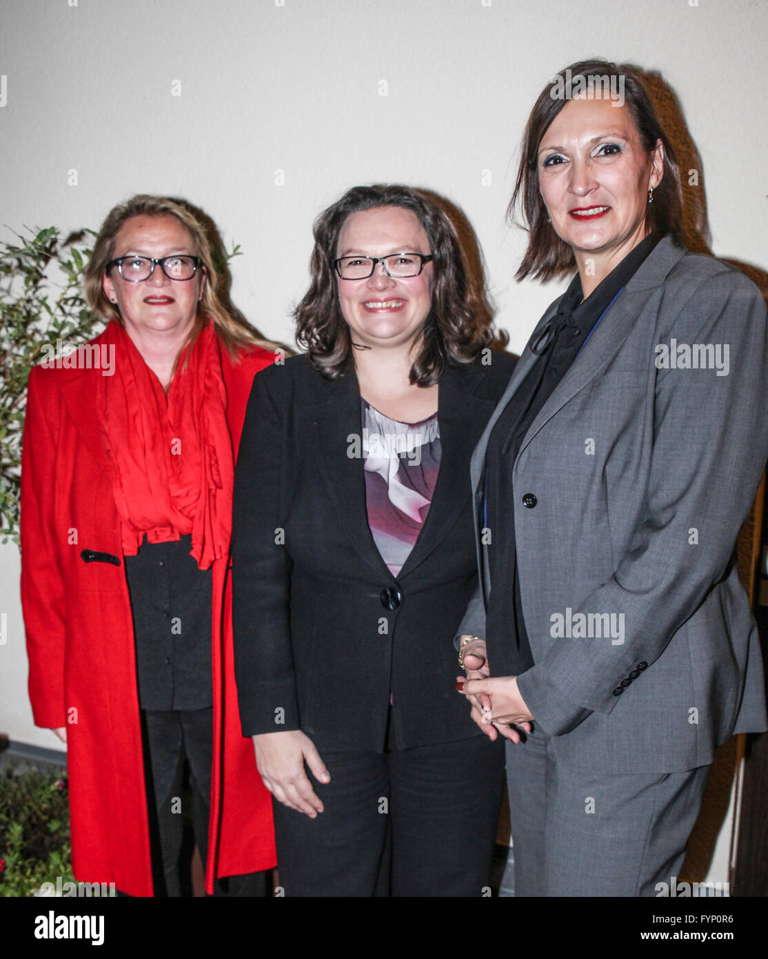 Katrin Budde,Andrea Nahles and Angela Kolb Stock Photo