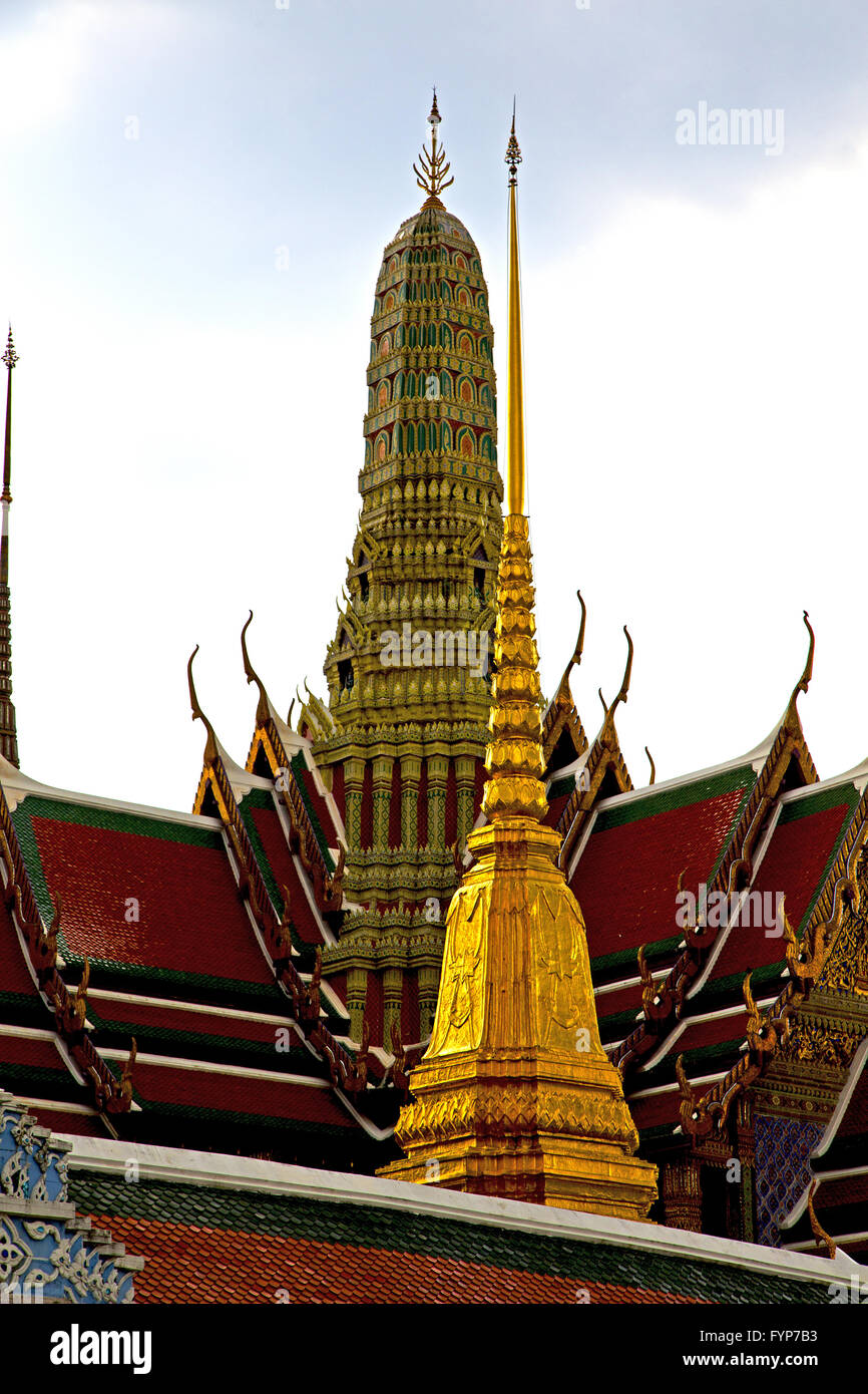 thailand asia in bangkok rain roof wat palaces sky mosaic Stock Photo ...
