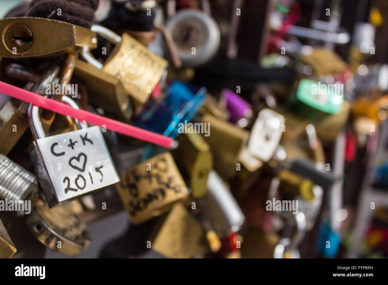 padlocks on bridge Stock Photo Alamy