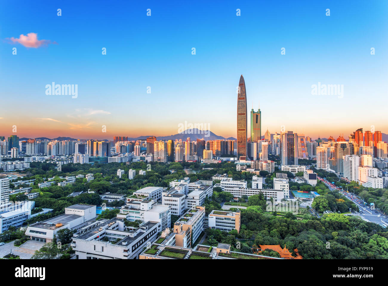 skyscrapers and mansions of a modern city Stock Photo