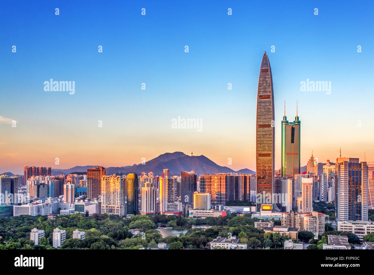 skyscrapers and mansions of a modern city Stock Photo
