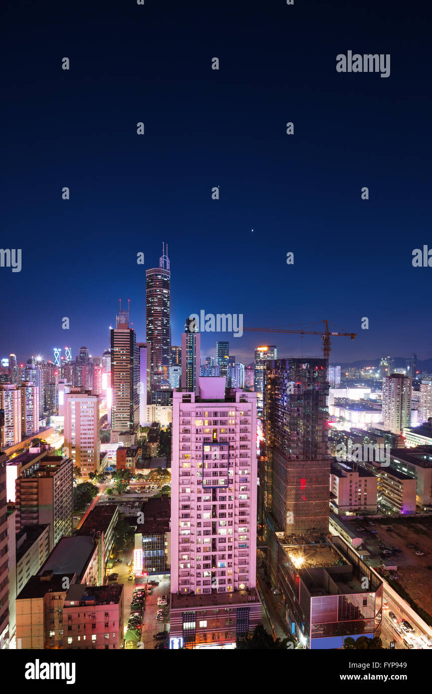 panorama of skyscrapers in a modern city at night Stock Photo - Alamy