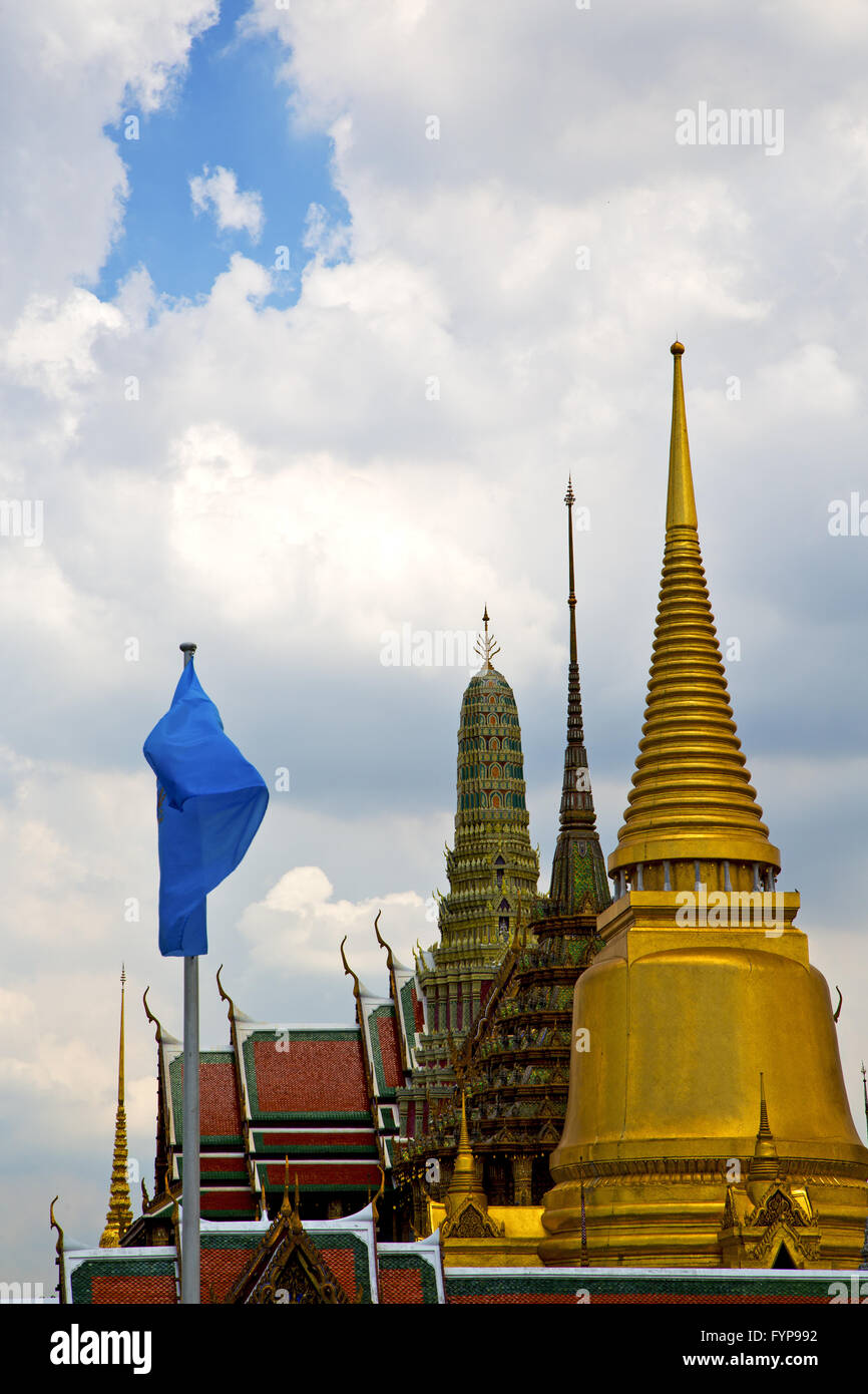 thailand asia in bangkok rain temple abstract blue flag Stock Photo - Alamy