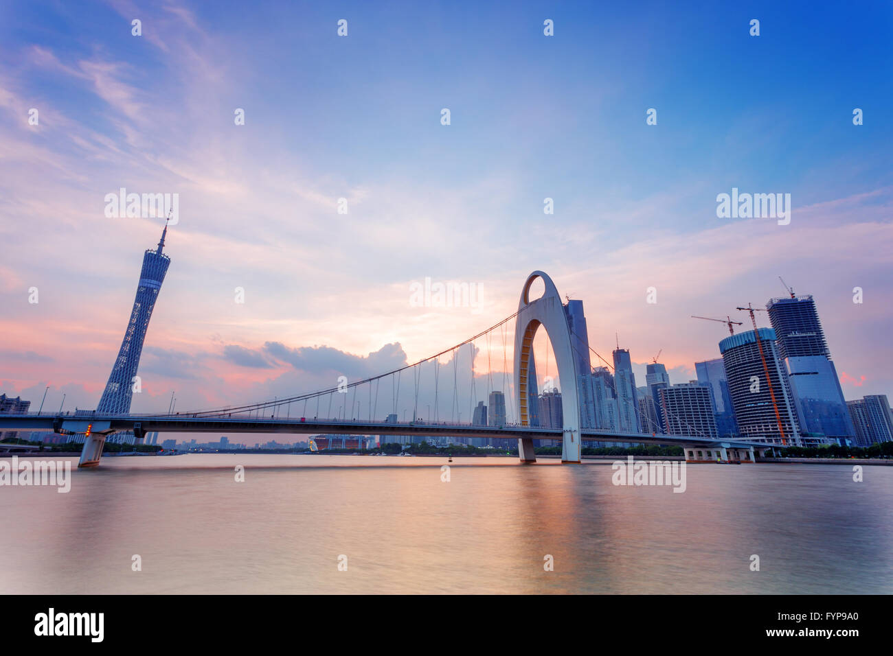 cable stayed bridge over a river Stock Photo - Alamy