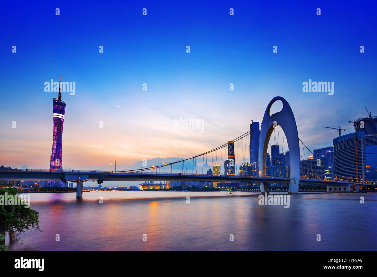 cable stayed bridge over a river Stock Photo - Alamy