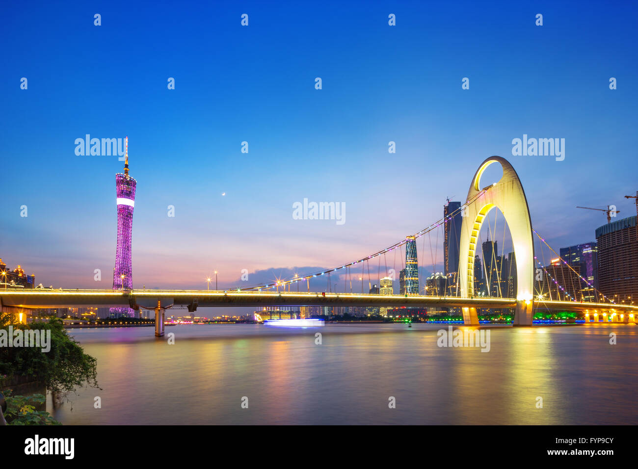 cable stayed bridge over a river Stock Photo - Alamy