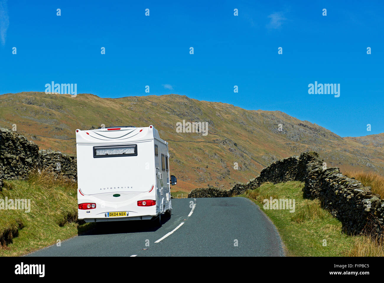 Motorhome on Kirkstone Pass (A592), Lake District National Park ...