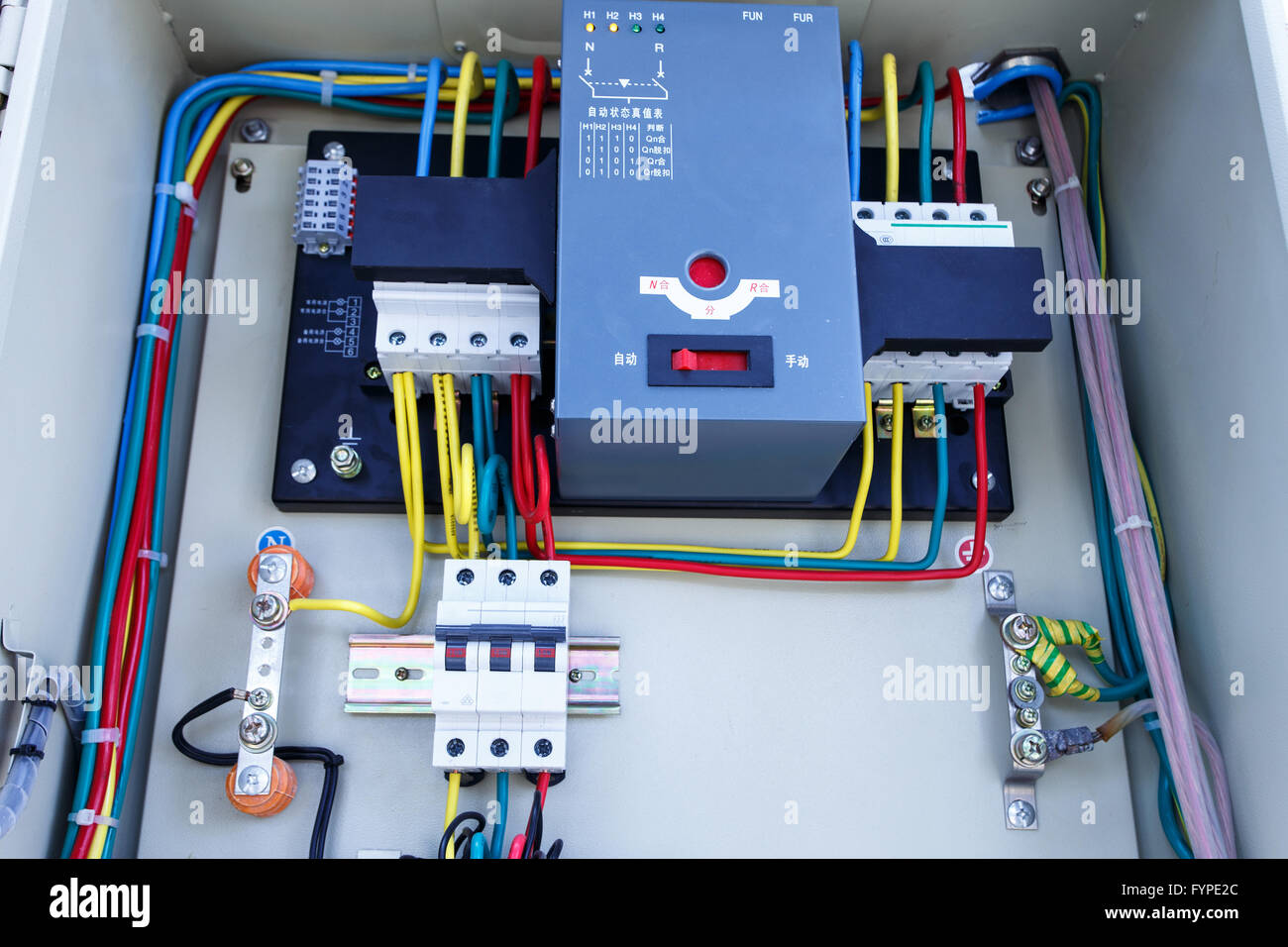 Electrical panel with fuses and contactors Stock Photo Alamy