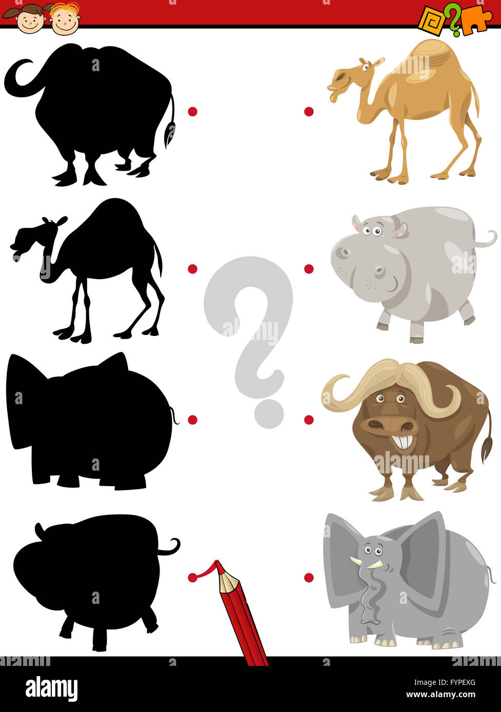preschool shadow task with animals Stock Photo - Alamy