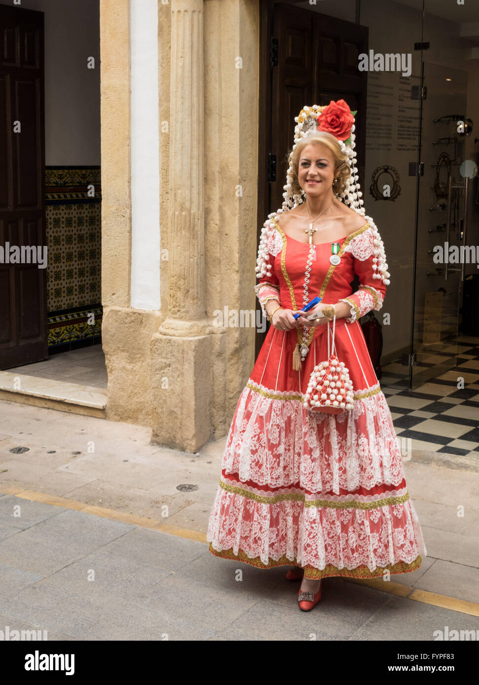 Lady in traditional Andalucian dress Stock Photo Alamy