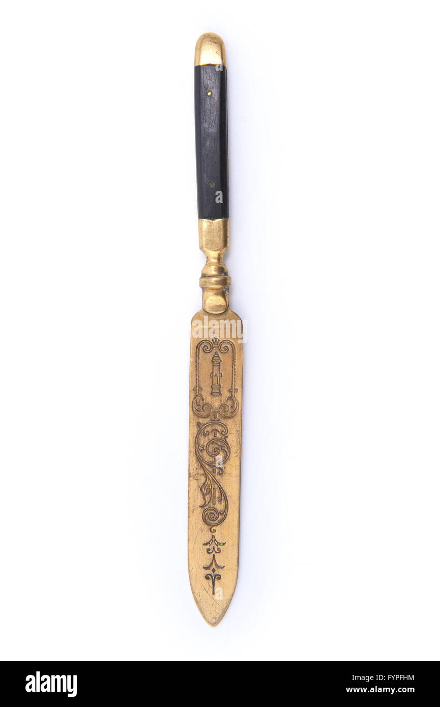 Vintage gold plated dessert knife Stock Photo Alamy