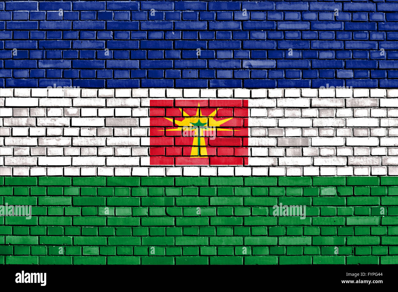 flag of Barinas State painted on brick wall Stock Photo