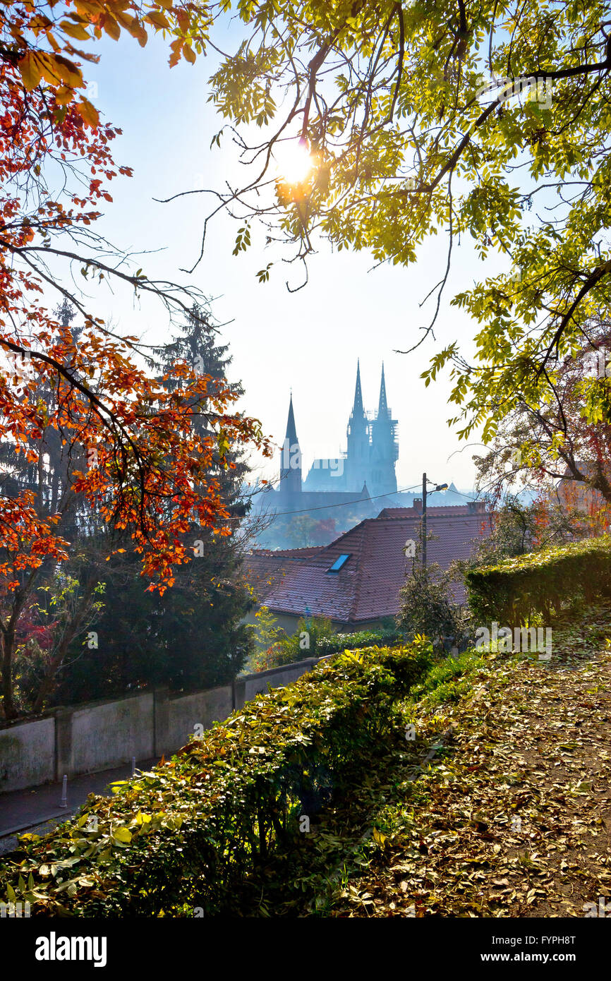 Zagreb skyline in autumn colors Stock Photo