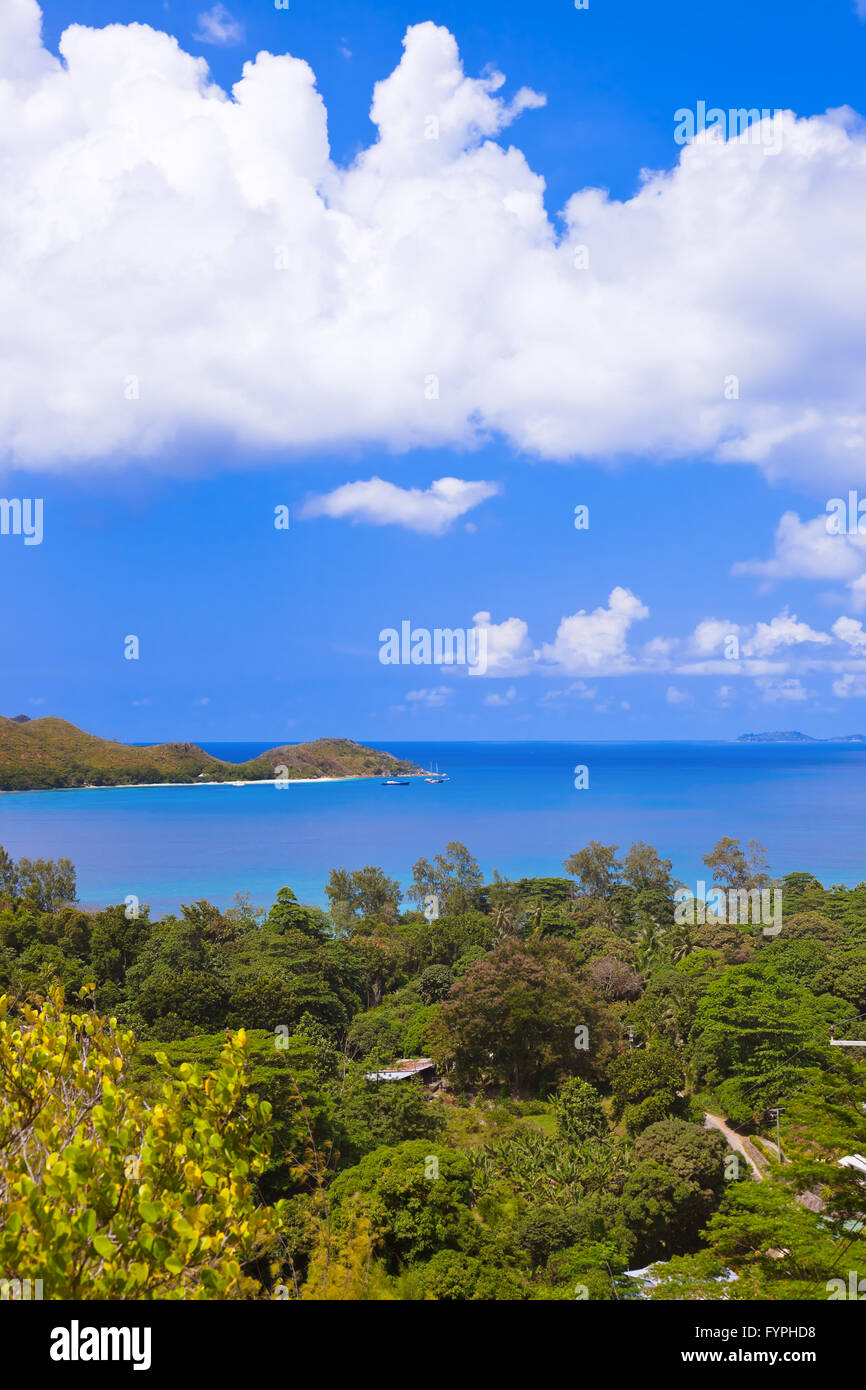 Landscape of island Praslin - Seychelles Stock Photo