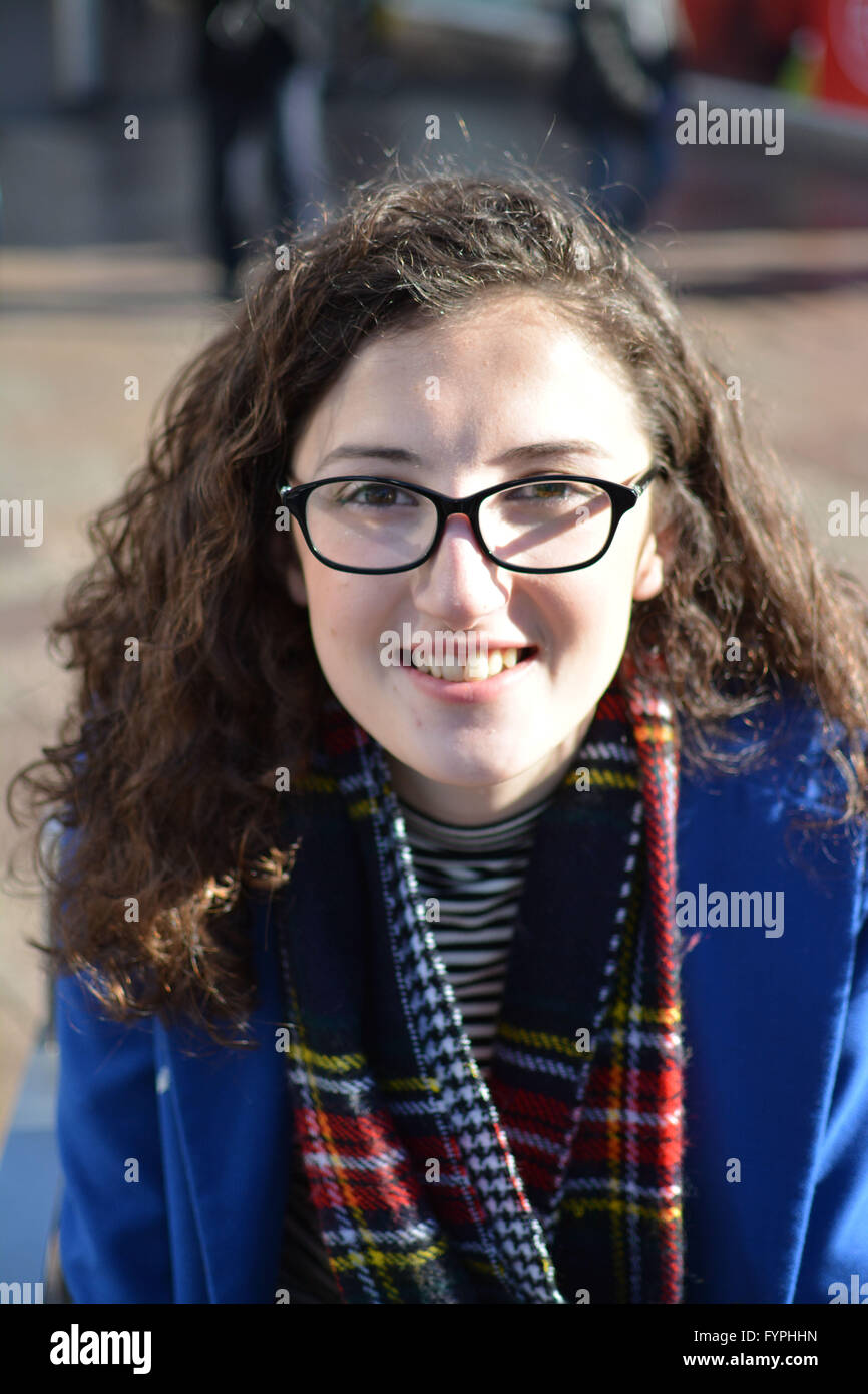 QUEEN STREET, CARDIFF, UK. 2016. Voxpop. Sasha Elsom, a 19 year old