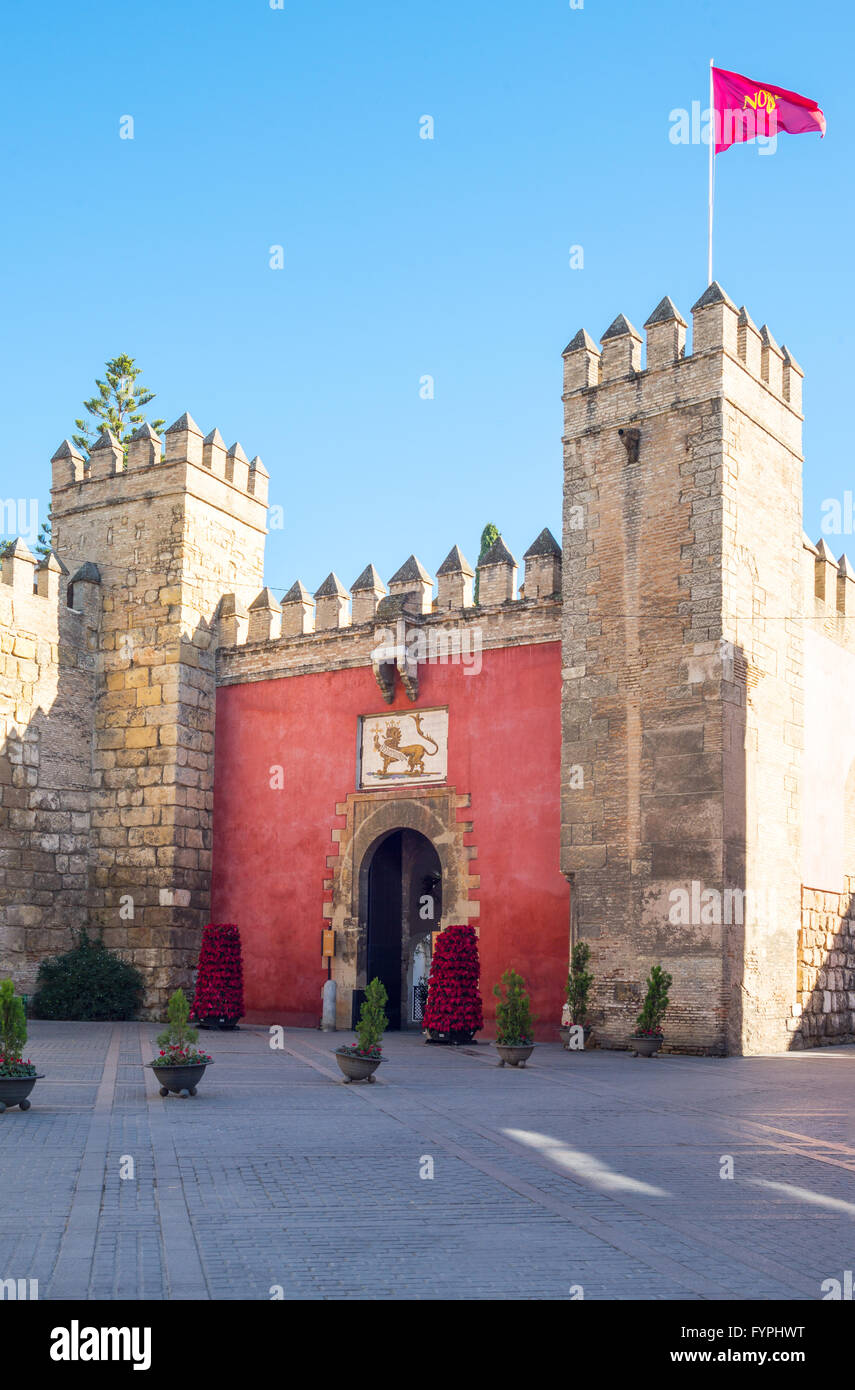 Spain, Andalusia, Seville, the Reales Alcazares gateway entrance Stock Photo