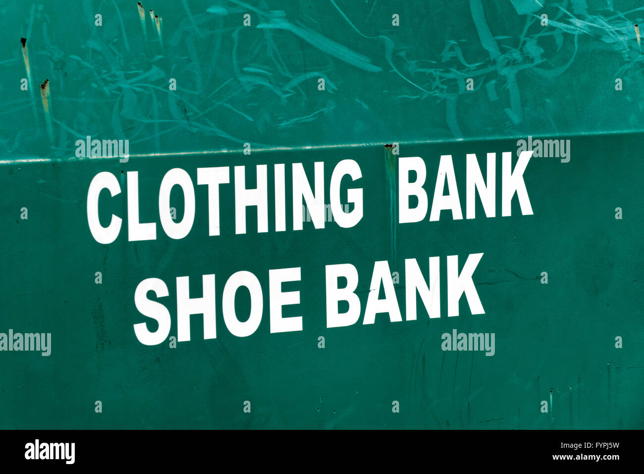 A Clothing & Shoe Bank in Warminster central car park, Wiltshire