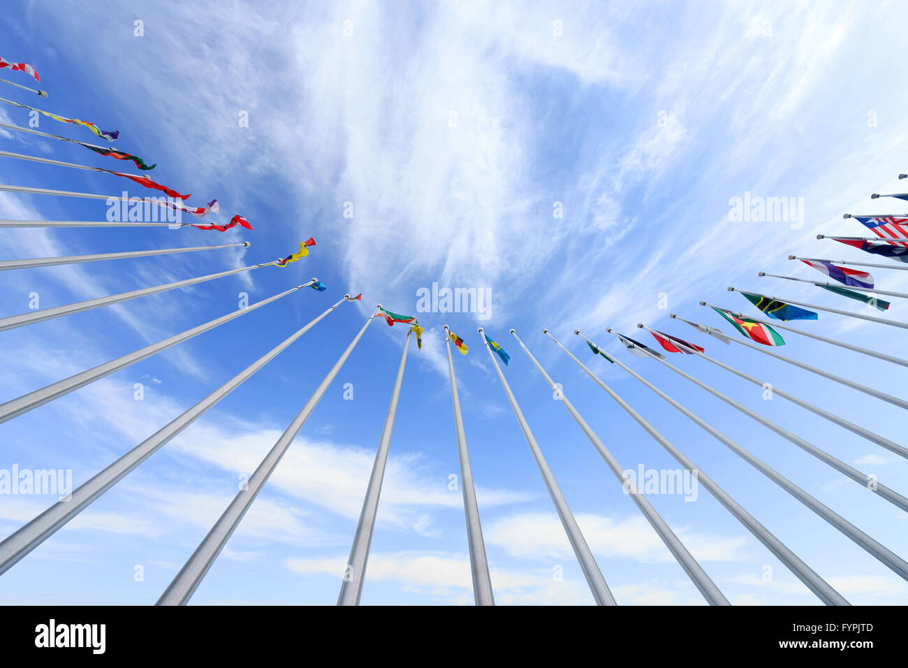 flags in blue sky Stock Photo - Alamy