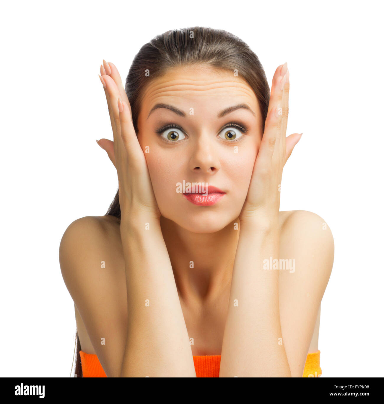 Young surprised girl isolated on white Stock Photo - Alamy
