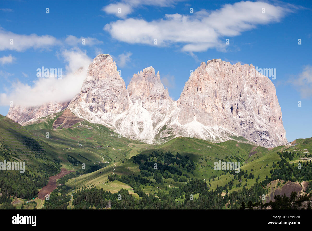 Sassolungo mountain peaks Stock Photo