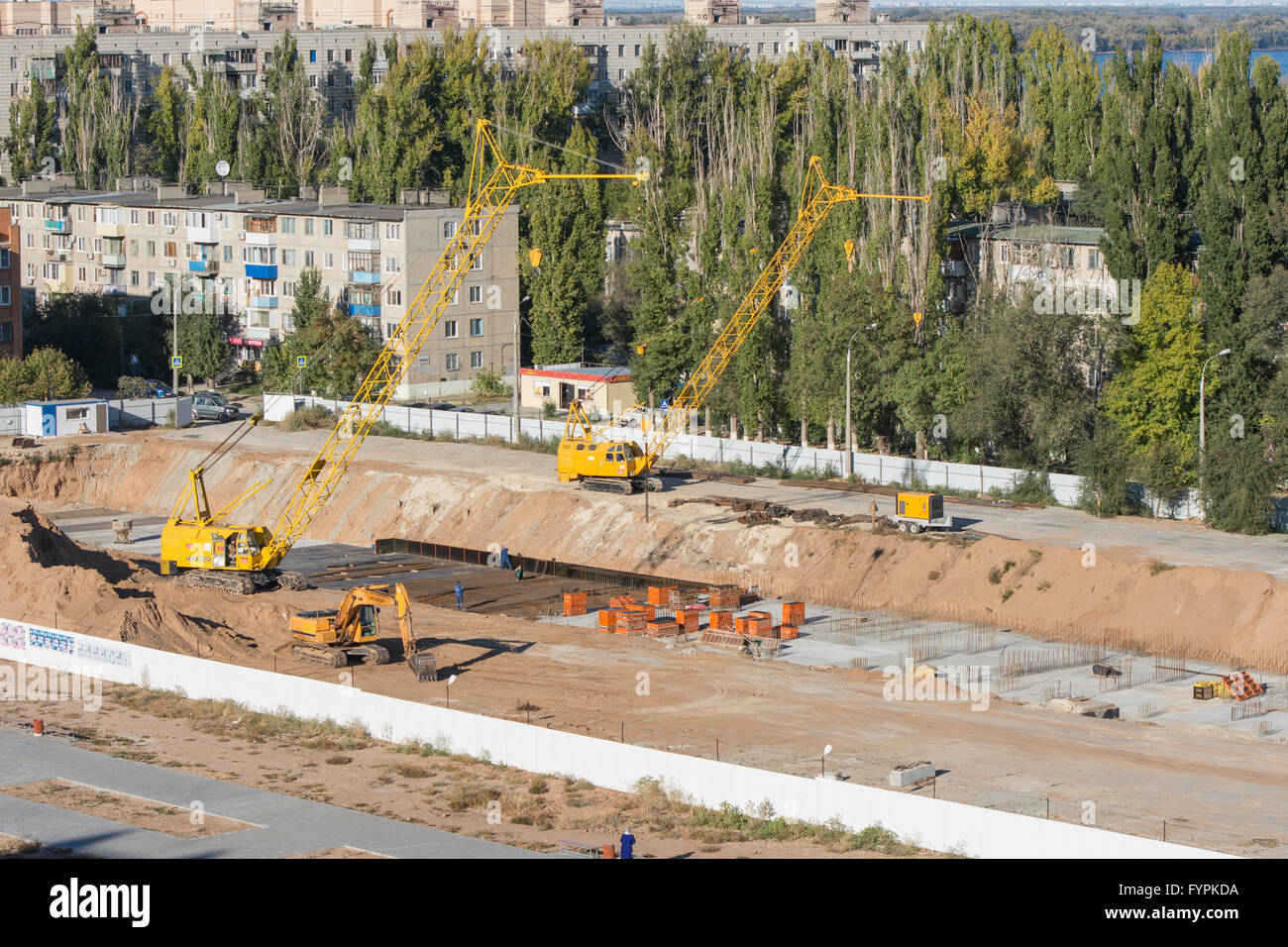 General view of the construction site of the new high-rise building Stock Photo