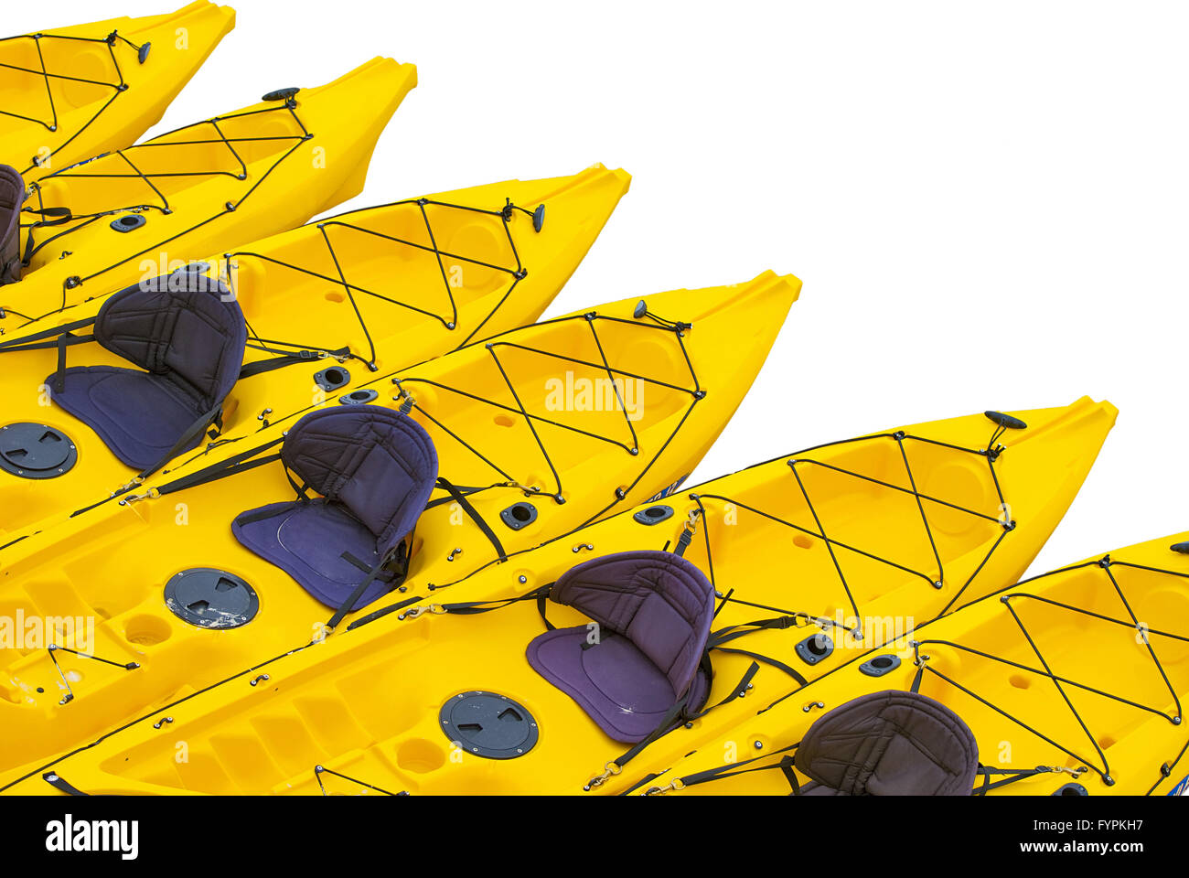 Yellow kayaks on a white background. Stock Photo