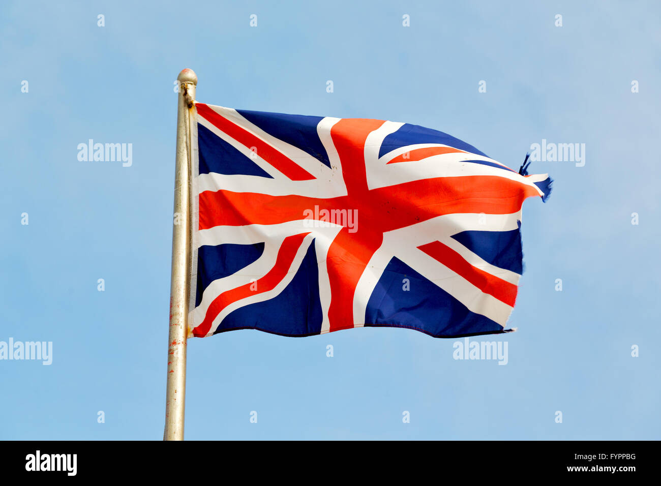 waving flag in the blue Stock Photo