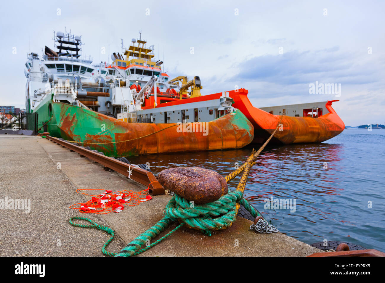 Large industrial ship in Stavanger port - Norway Stock Photo