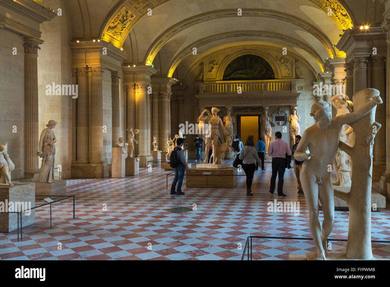 Ancient Greek Sculptures Interior Of Louvre Museum Musee