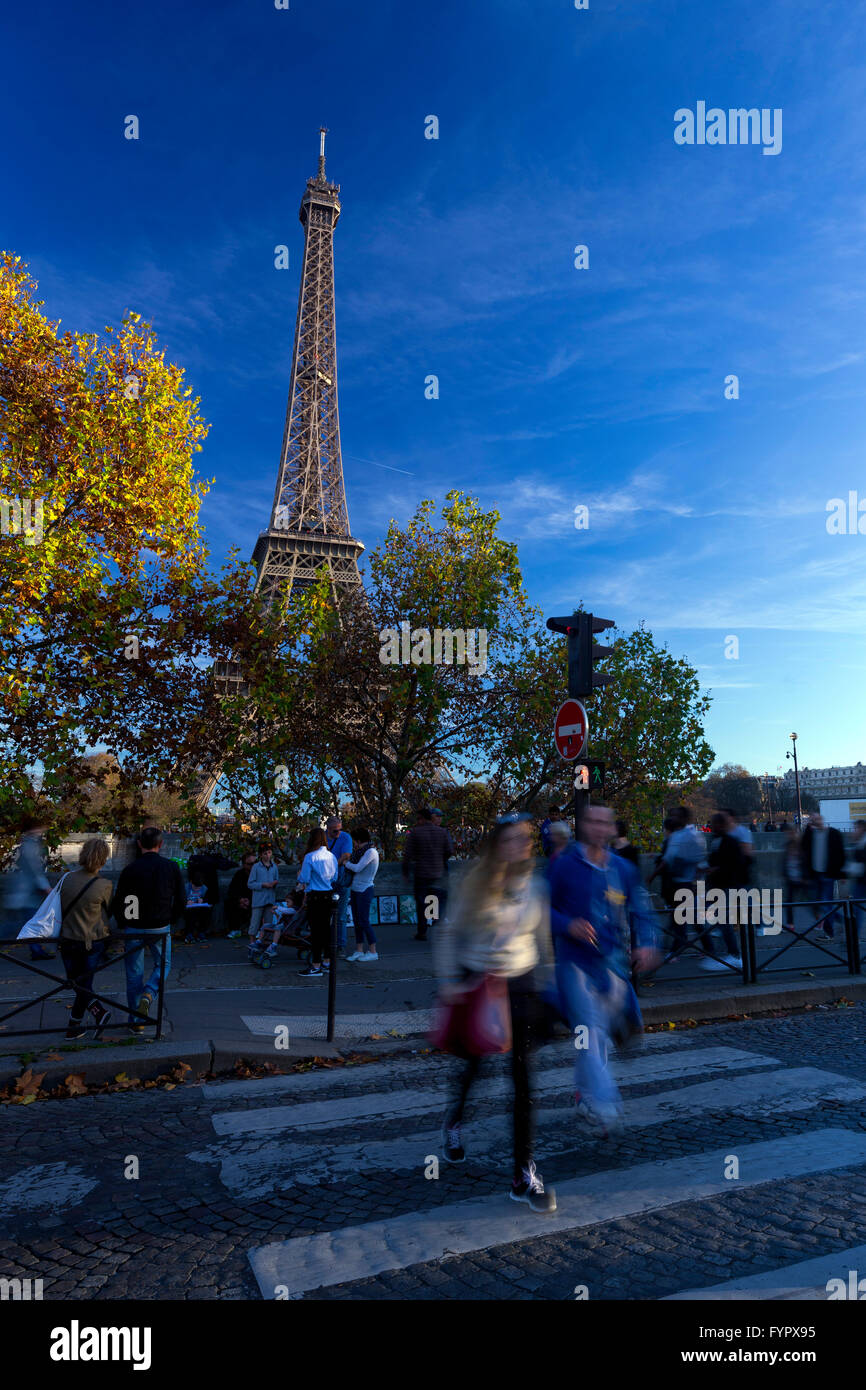 Eiffel Tower in autumn, Paris, France, Europe Stock Photo