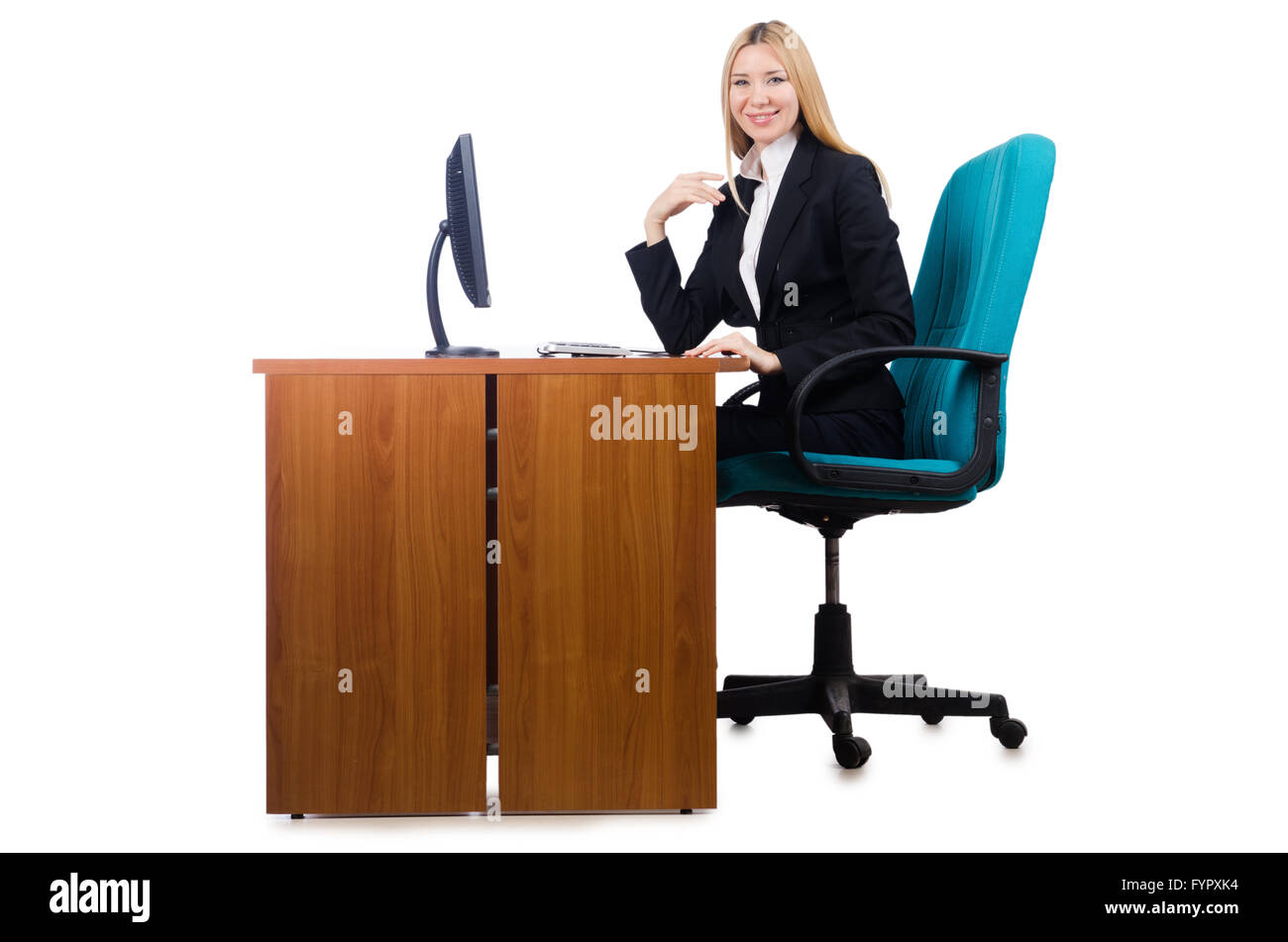 The woman businesswoman working isolated on white Stock Photo - Alamy